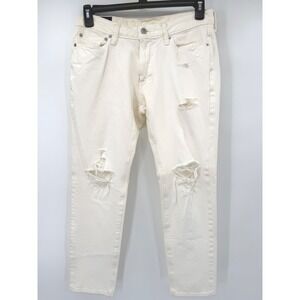 Abercrombie & Fitch Langdon Slim Jeans Mens 30x30 White Ripped Distressed NWT